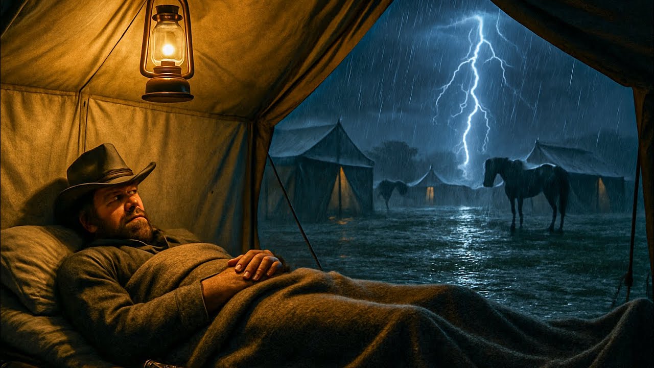 A Cozy Rainy Night in the Camp – Sleeping in the Rain & Thunderstorm | RDR2  ASMR