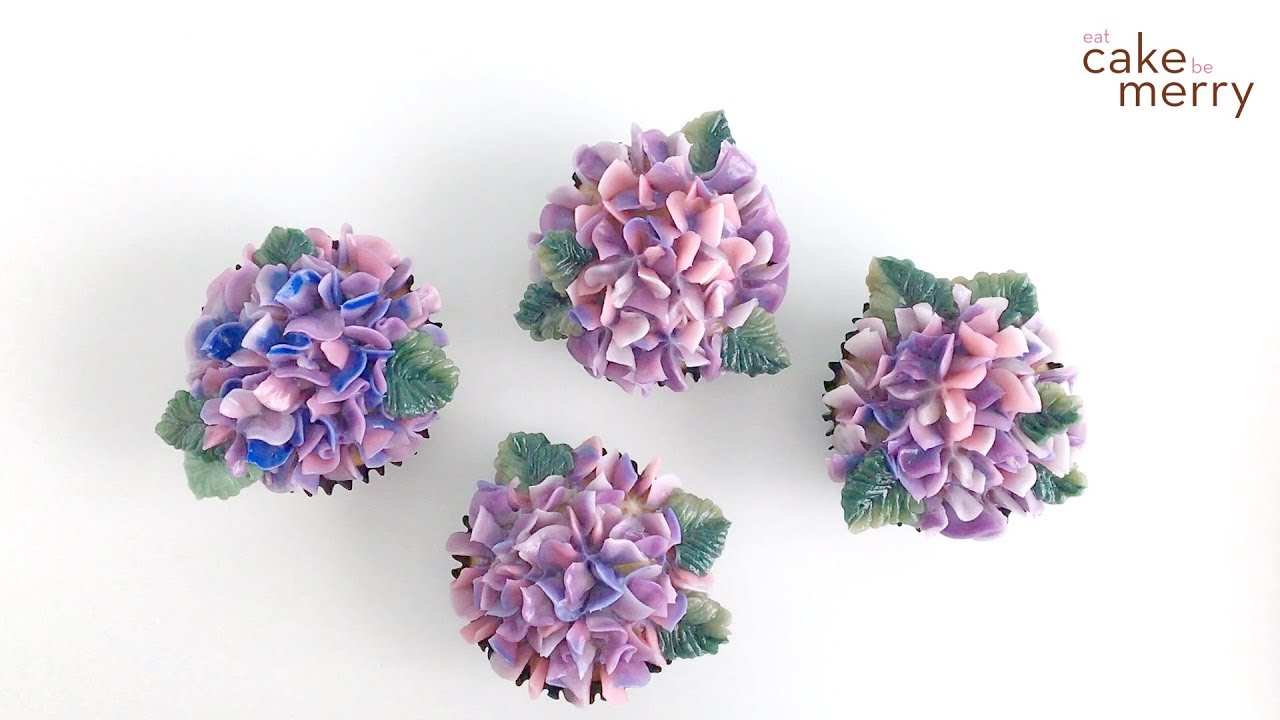 Buttercream Hydrangea Cupcakes