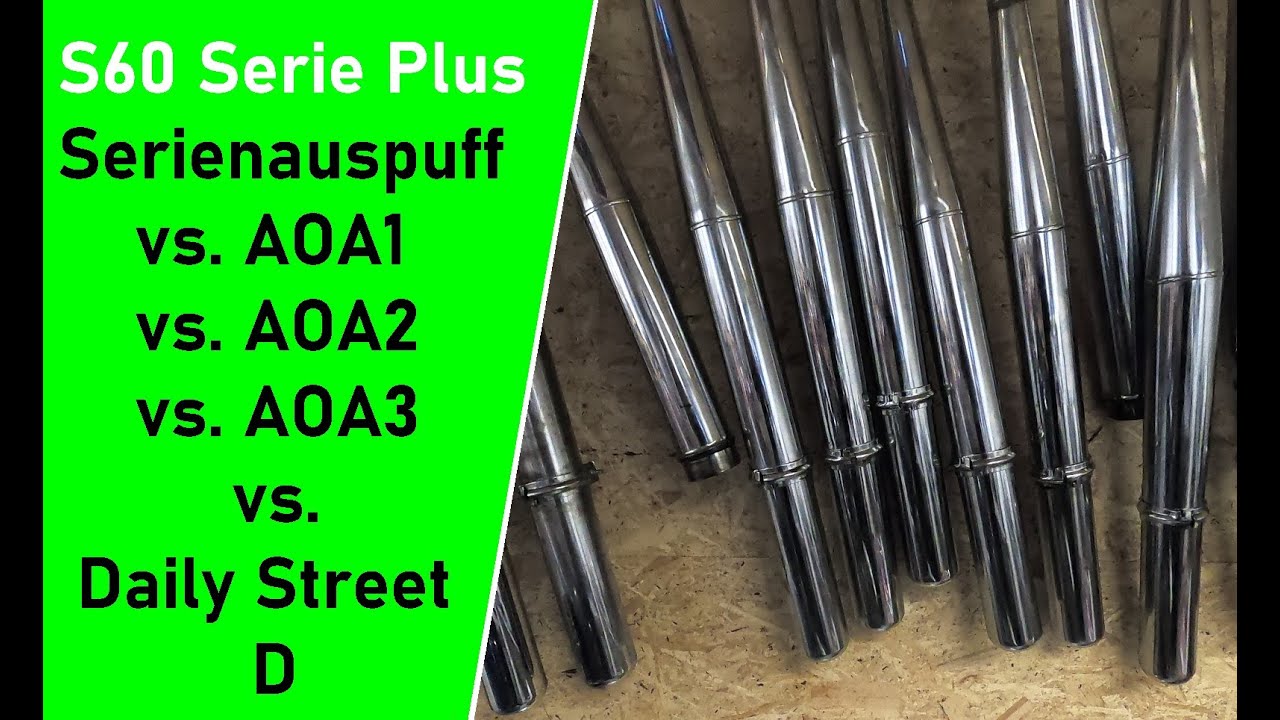 Simson Tuning RZT DailyStreet D vs. Serienauspuff vs. AOA1 vs. AOA2. vs. AOA3 am S60 Serie Plus