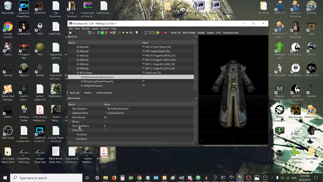 viewing body partition for armor in nifskope