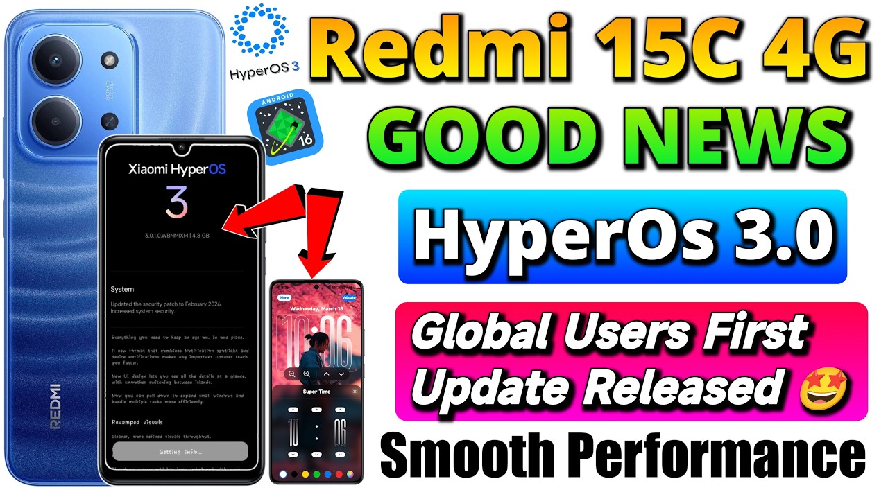Redmi 15C 4G HyperOS 3.0 Update 😍 Android 16 Good News | Global Update Released!