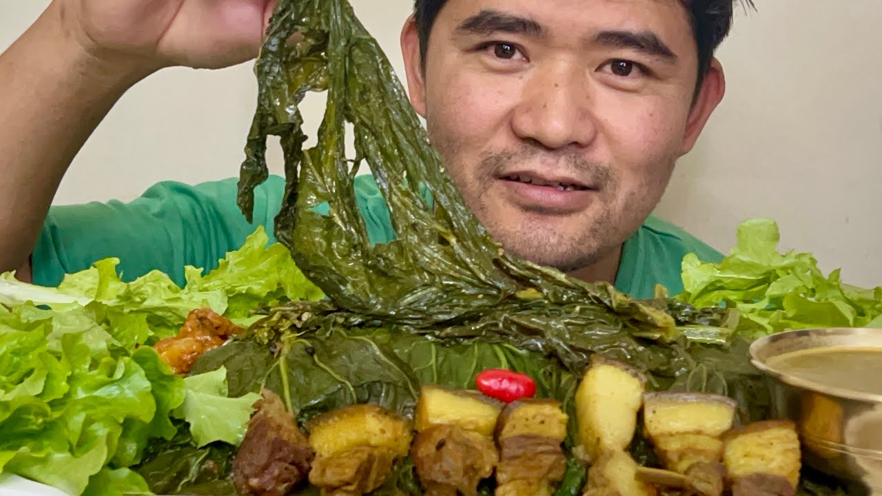 Pork With Rice | Mukbang | Nepali food | Lettuce 