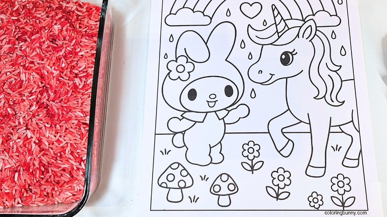 Super Cute My Melody and Unicorn Coloring 🦄🌈 Satisfying Marker ASMR