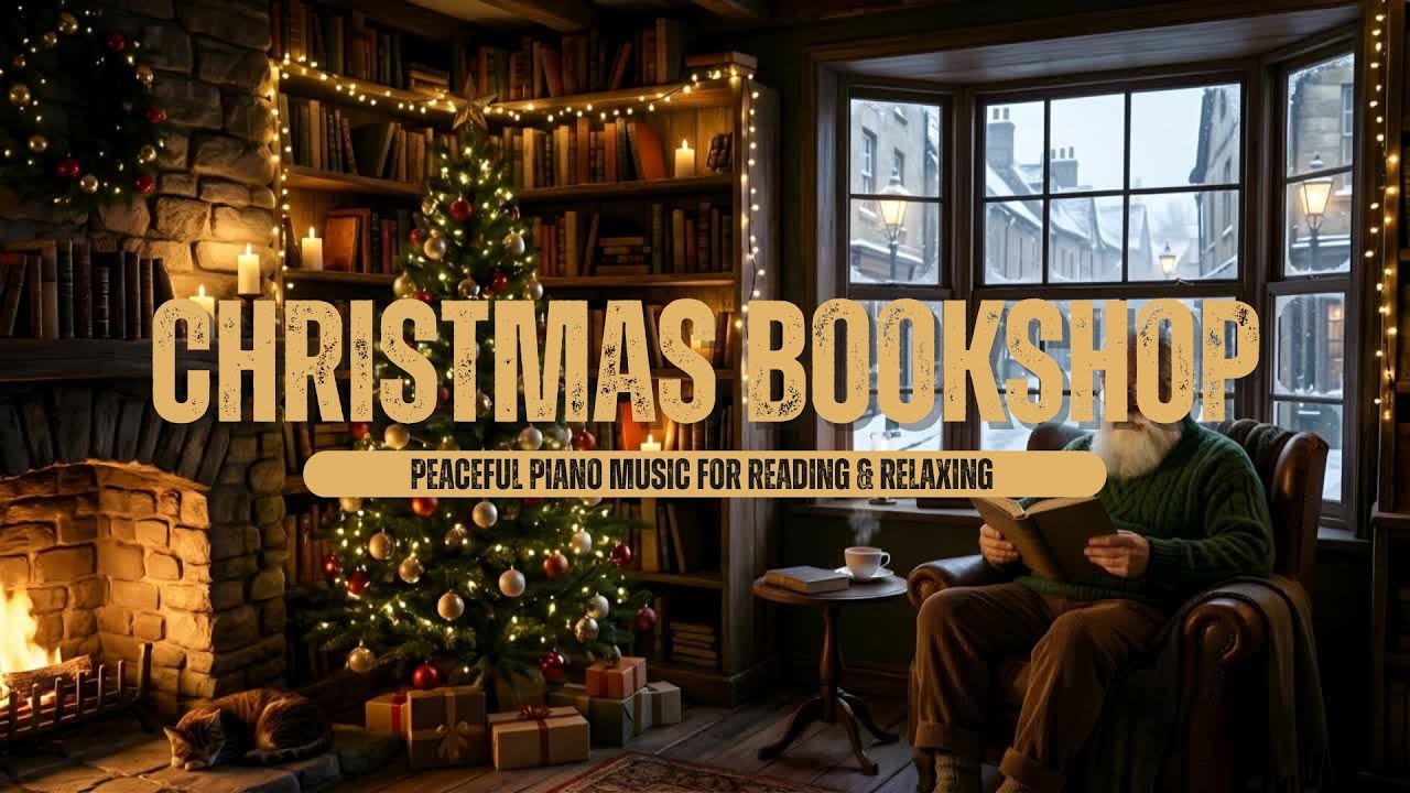 Cozy Christmas Bookshop | Calm & Peaceful Piano Music for Relaxing, Reading & Winter Evenings