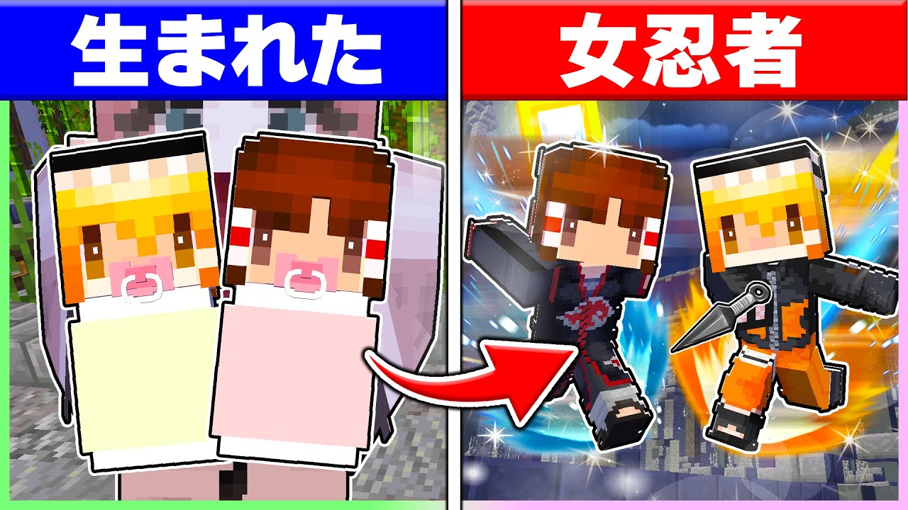 🍬 忍者の里で生まれた霊夢と魔理沙が一流の忍者になるまで🤩【ゆっくり実況/まいくら/マインクラフト】
