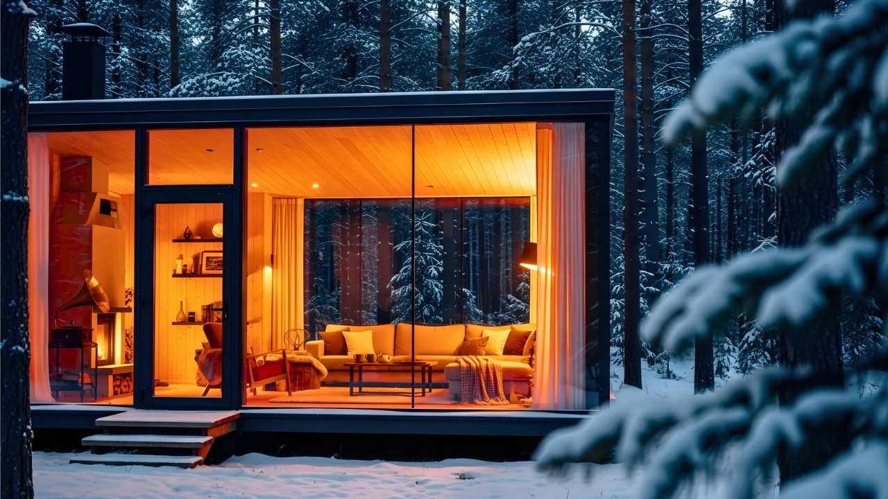 Cozy Cabin in the Snow 🌨️ Warm Winter Jazz Ambience