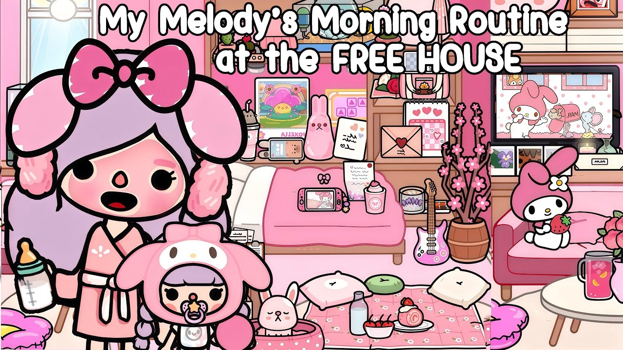 FREE HOUSE! My Melody's Morning Routine 🎀🏠 Toca Boca House Ideas |  Toca Life Story