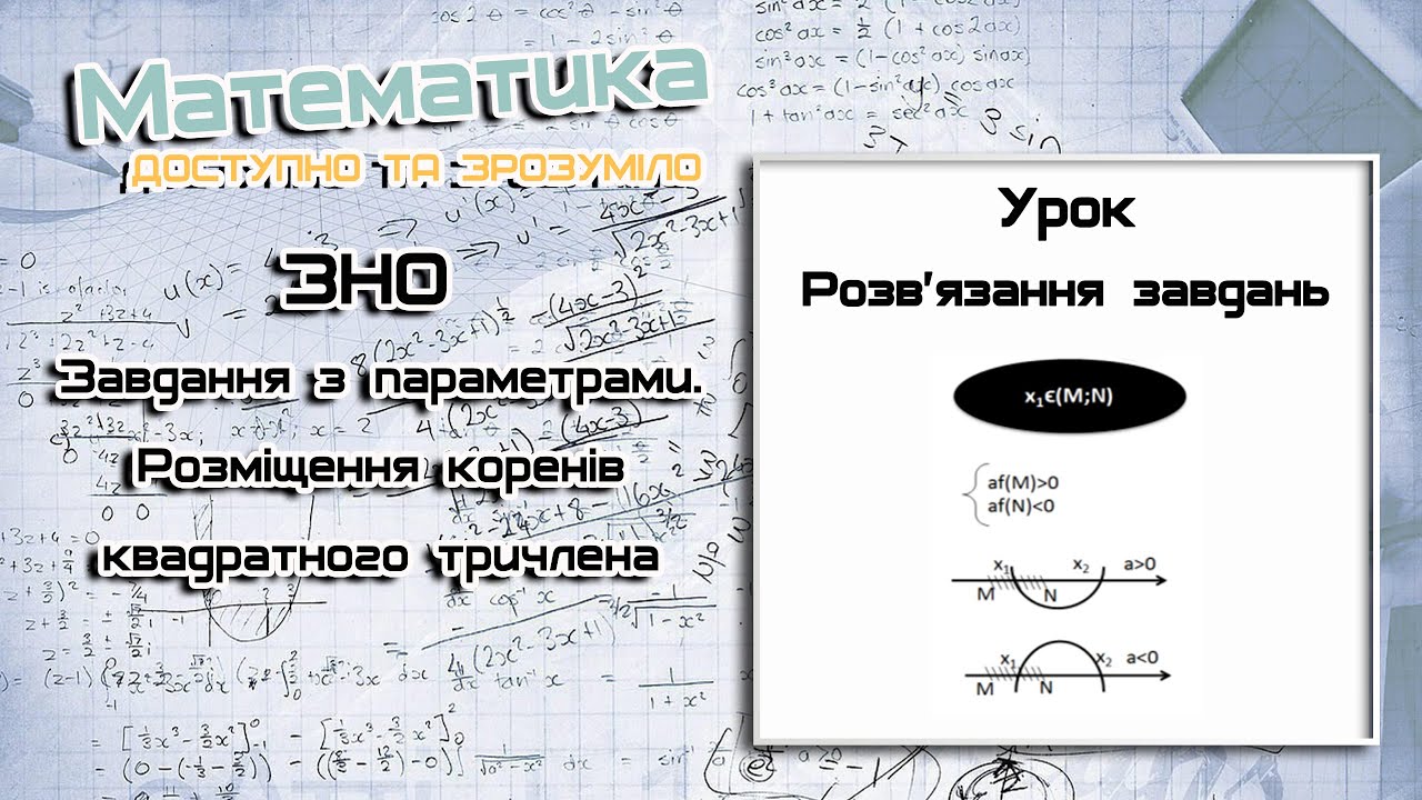 ЗНО. Розміщення коренів квадратного тричлена. Урок 1