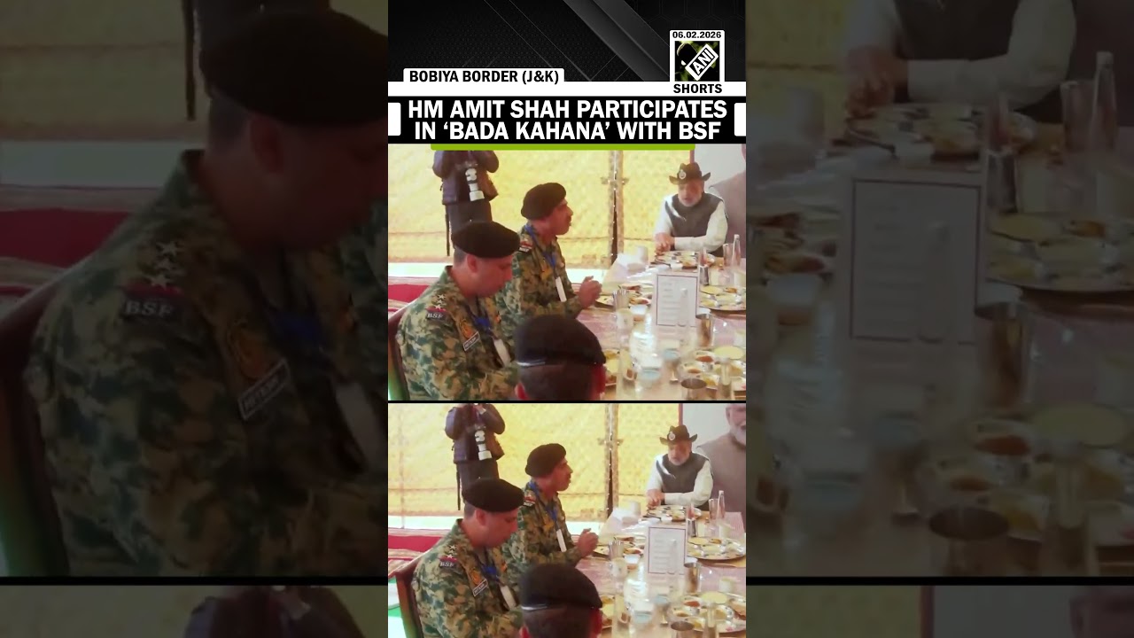 Home Minister Amit Shah participates in &lsquo;Bada Khana&rsquo; with BSF Jawans at J&K&rsquo;s Bobiya Border