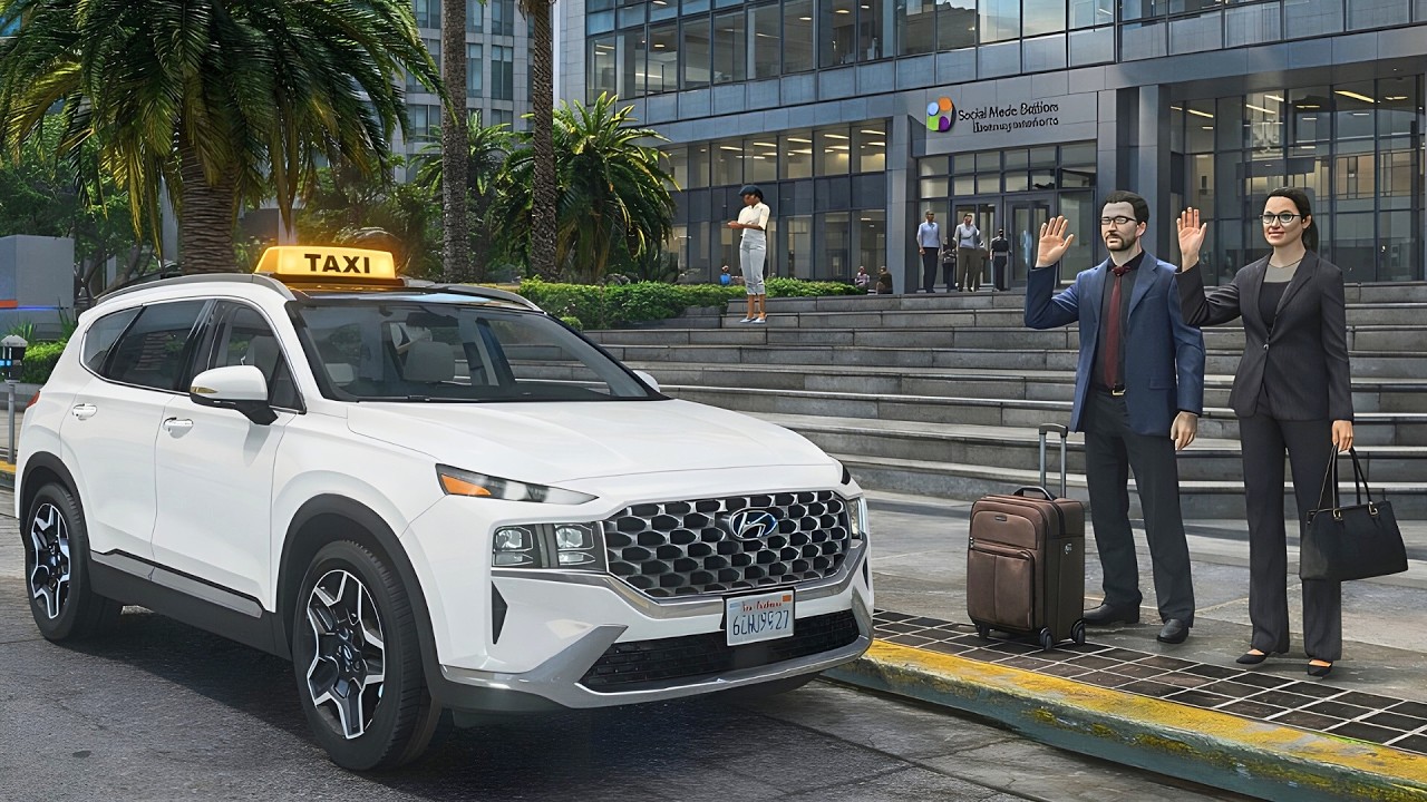 GTA 5 - Realistic Uber Driver Taxi Job in Hyundai Santa Fe | POV Drive