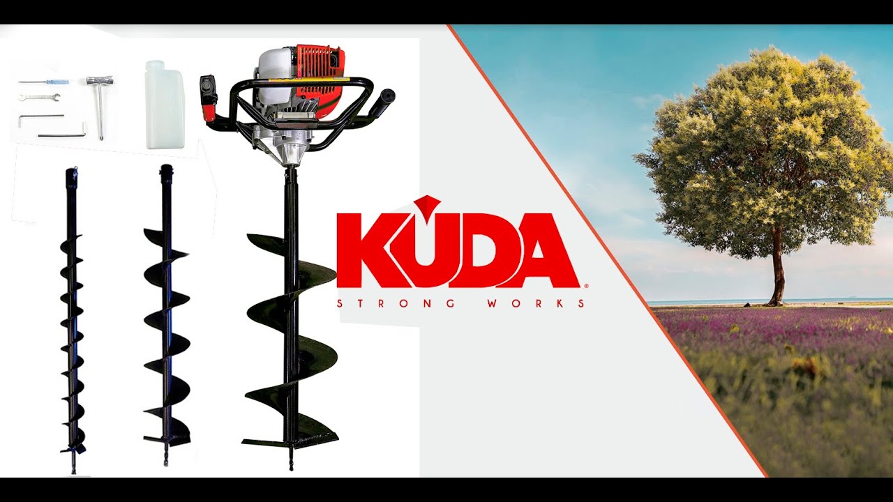 DEMO AHOYADORA KUDA AH5200 DE 52CC Y 2CV DE POTENCIA 3 BROCAS INCLUIDAS 12, 15, 25CM DE GRUESO
