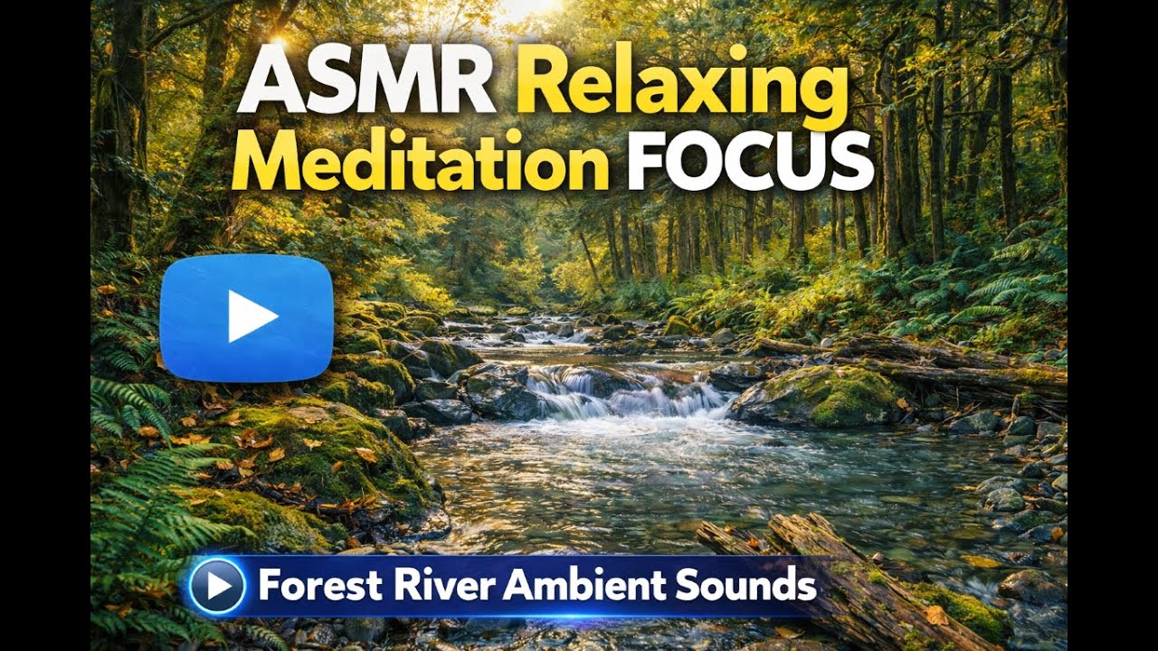 🎧 ASMR Relaxing Meditation Focus – Forest River Ambient Sounds 🌲💦
