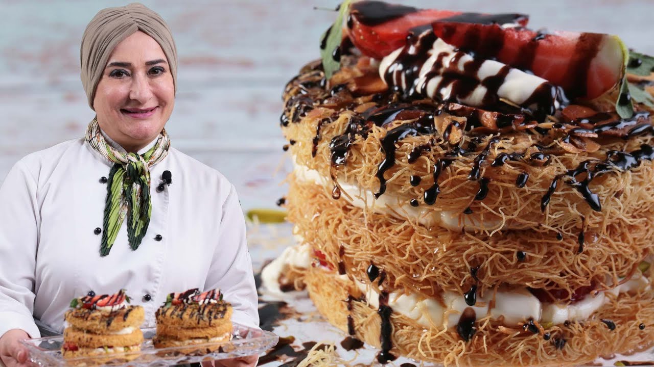 كنافه بالقشطة والفواكه شكلها وطعمها ولا اروع غير اي كنافه جربتوها من قبل