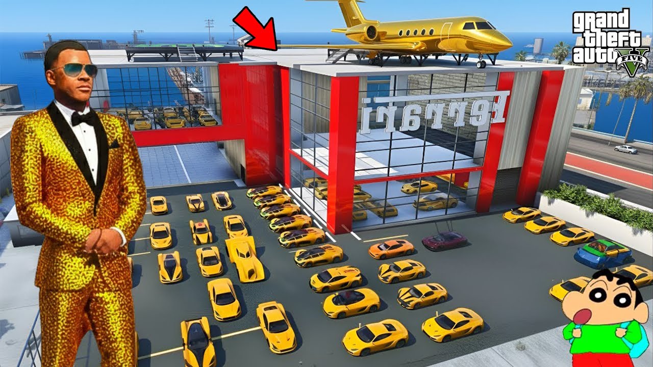 Franklin & Shinchan OPEN BILLIONAIRE CAR Showroom In GTA 5 | GTA 5 In Telugu