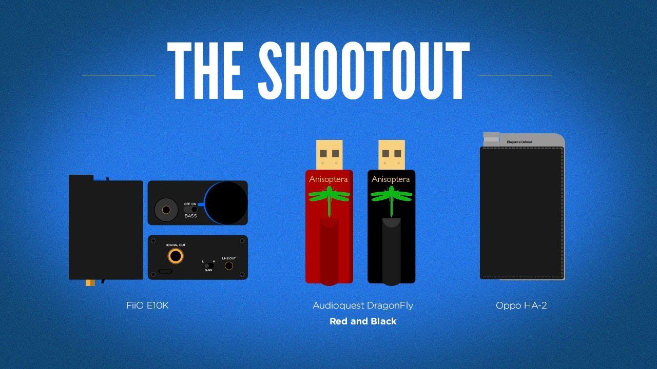 🔫AudioQuest DragonFly Black vs. Red + Amp/DAC Shootout (FiiO E10K vs. DragonFly vs. Oppo HA-2)
