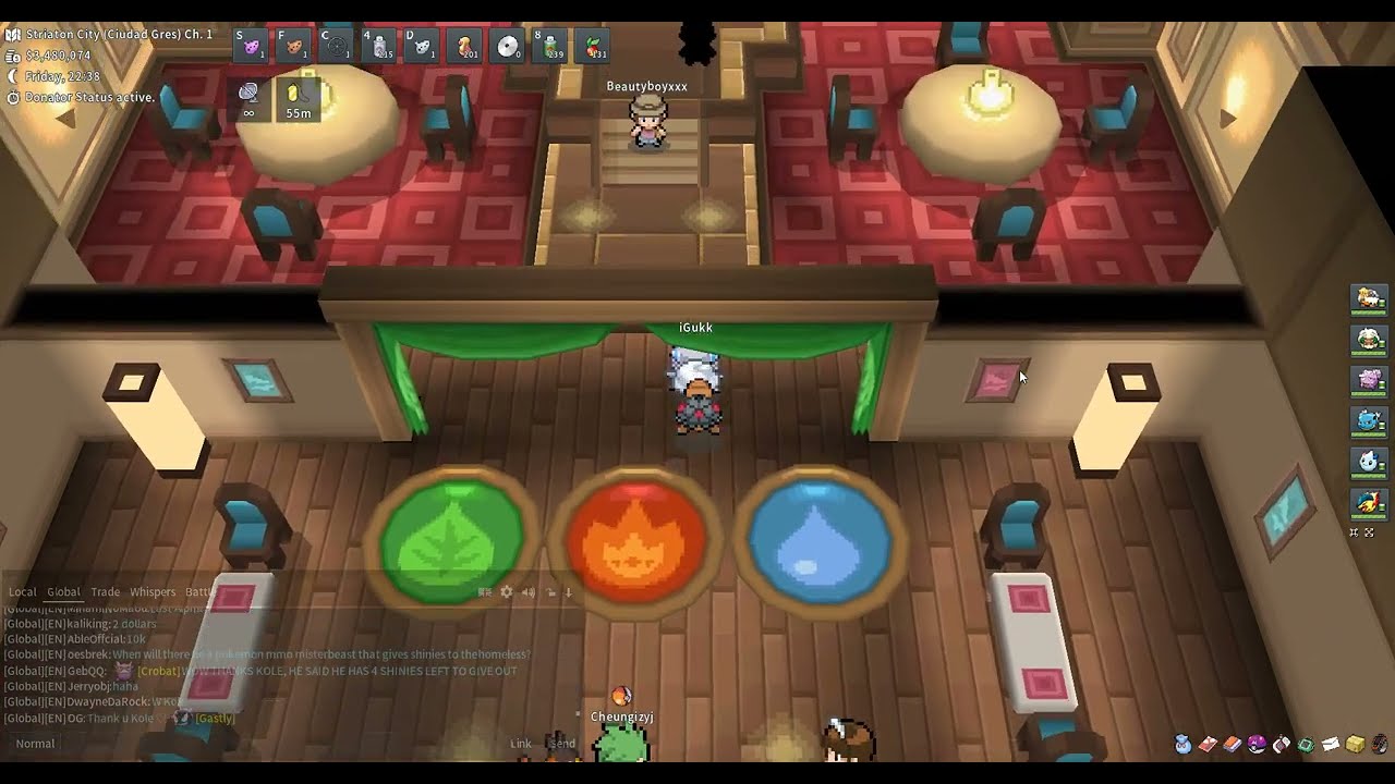 POKEMMO NEW! Gym Rerun (1 Hour 26 Gym 400K Pokeyen) Pace 1