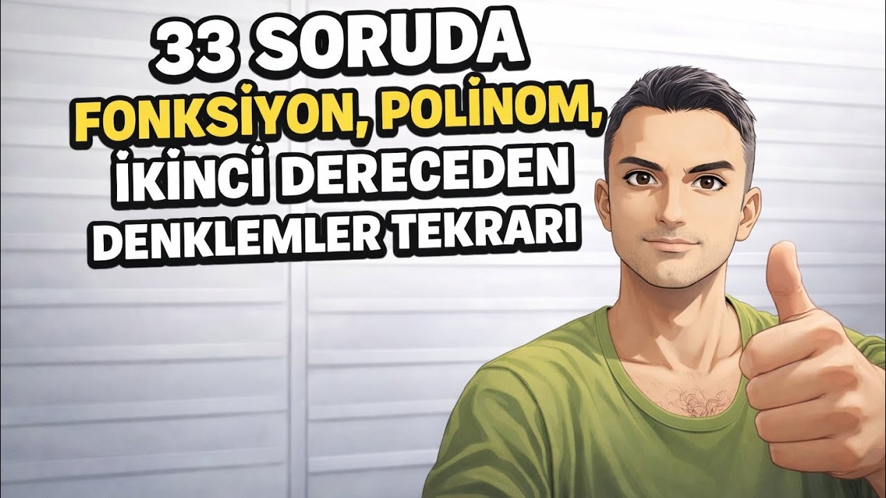 33 SORUDA FONKSİYON, POLİNOM, İKİNCİ DERECEDEN DENKLEM TEKRARI👍🏻