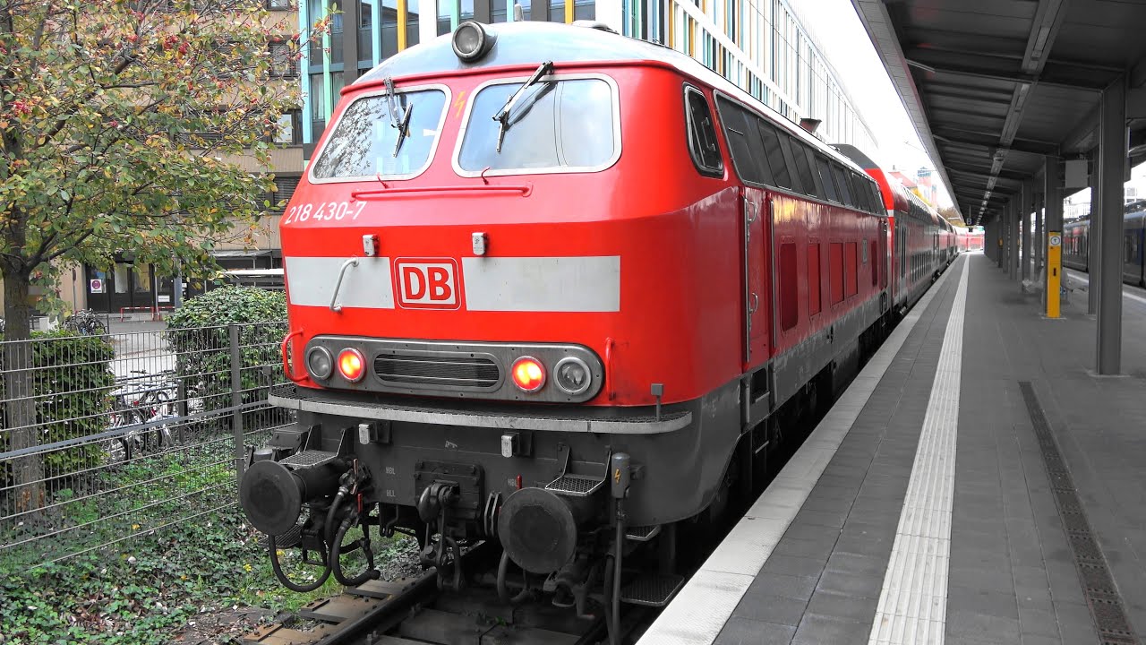 München HBF: BR 218 Sound an Dosto-Zügen➡️Mühldorf
