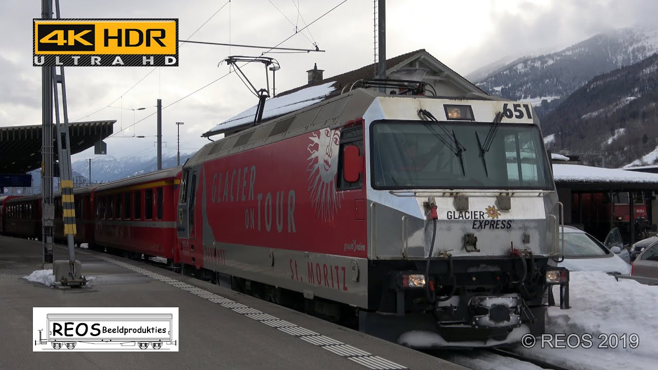 2019-01 [4K] The RhB in Landquart, a afternoon on the platform in stunning 4K, mix of RhB & some SBB