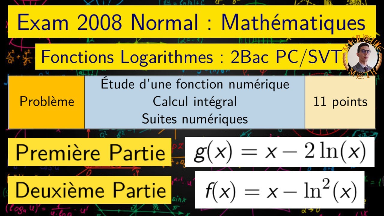 Fonctions logarithmes — Exam 2008 Normal — Etude d'une fonction — 2 BAC PC/SVT