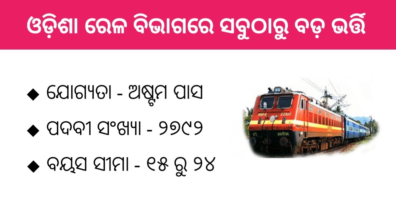 Eastern Railway Recruitment 2020 | 8th Pass, 10th Pass, ITI Job | Central Govt Jobs | Odisha Jobs