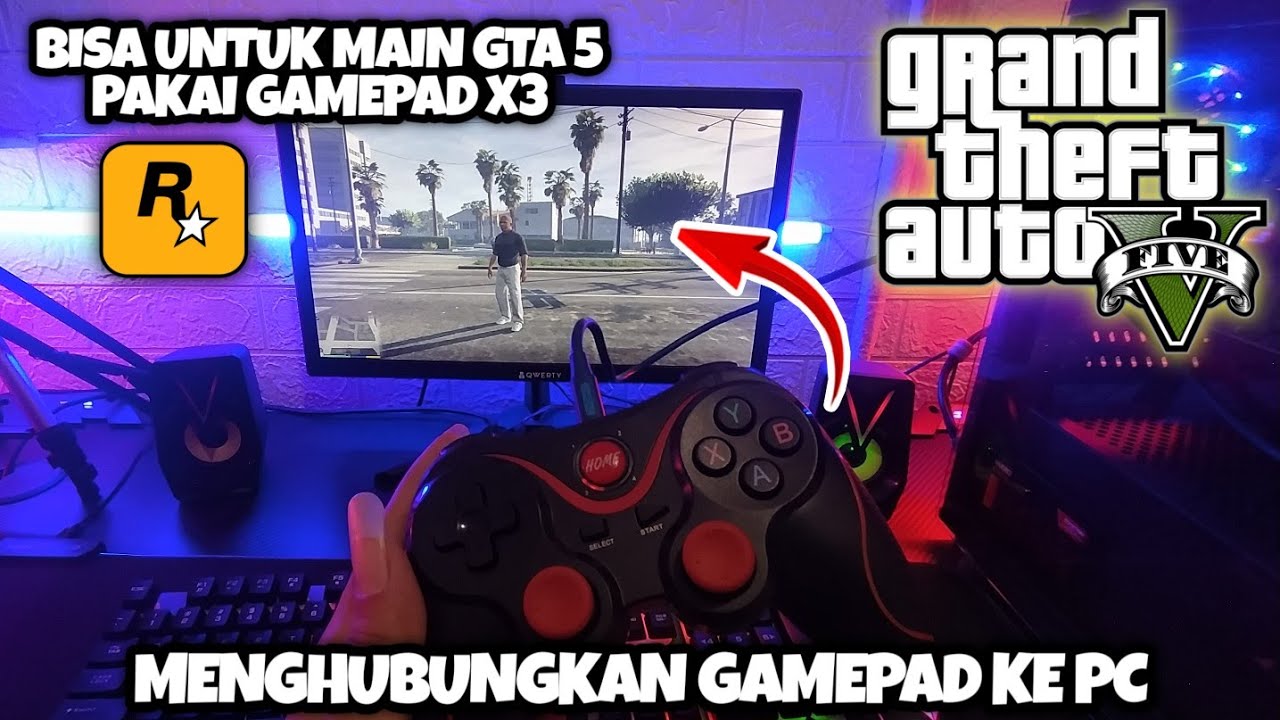 Cara Main GTA V Menggunakan Gamepad‼️Cara Menghubungkan Gamepad X3 Ke PC Menggunakan Kabel data