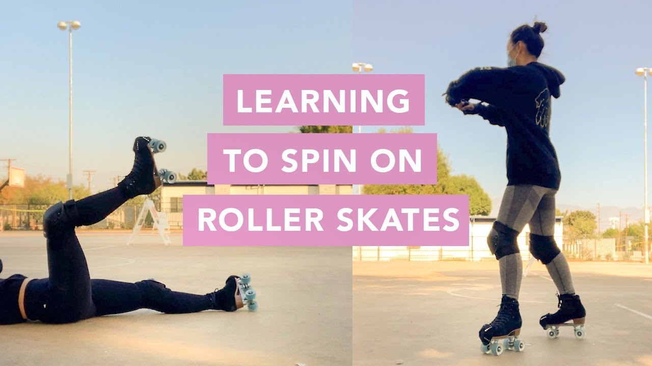 BEGINNER LEARNS TO SPIN ON ROLLER SKATES