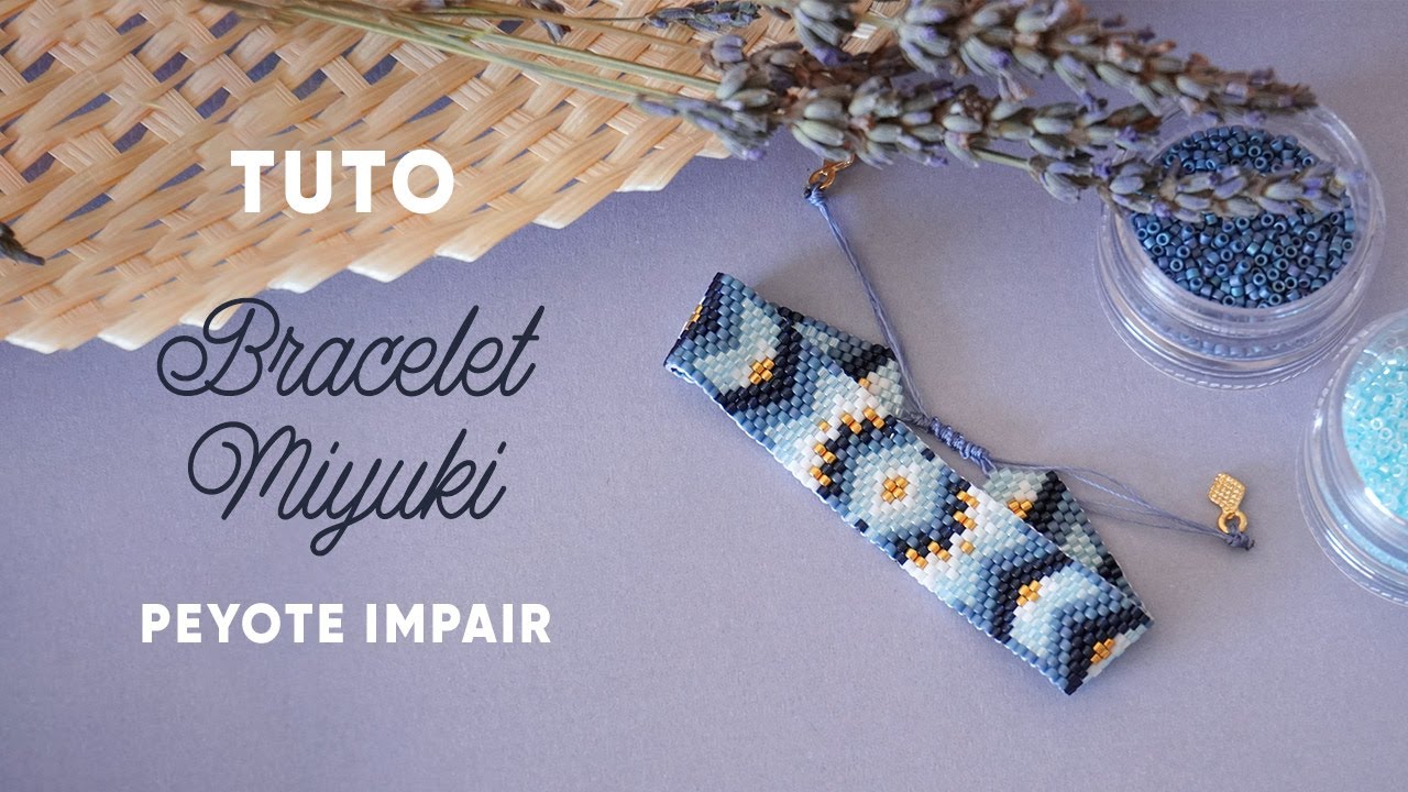 Bracelet miyuki sans fermoir avec un noeud coulissant - Diagramme Tissage Peyote Impair