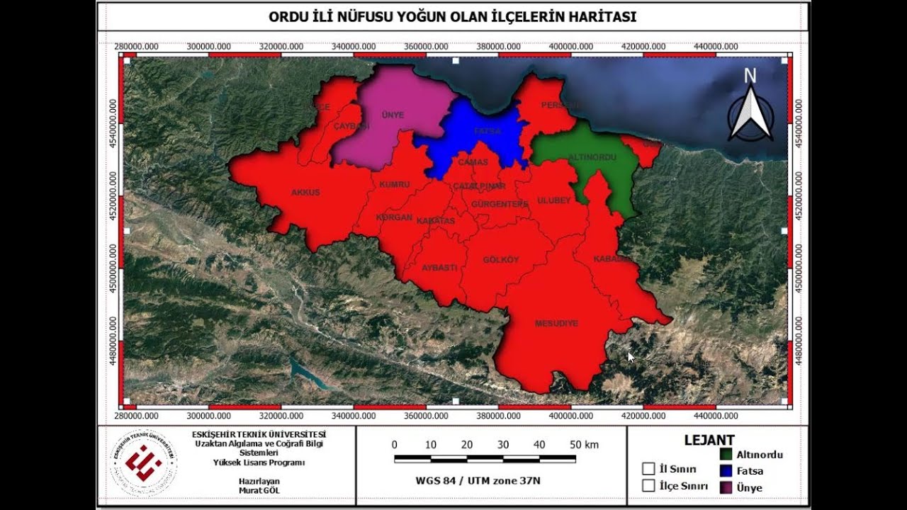 QGIS İlçe Bazlı Yoğunluk Haritası Yapımı | Google Altlık, 3B Etki ve Print Layout