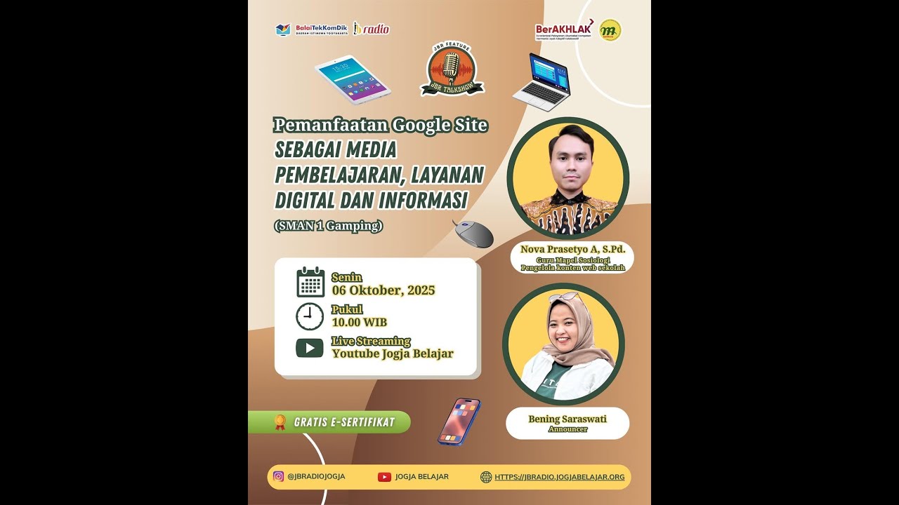 JBR TALKSHOW | PEMANFAATAN GOOGLE SITE SEBAGAI MEDIA PEMBELAJARAN, LAYANAN DIGITAL DAN INFORMASI