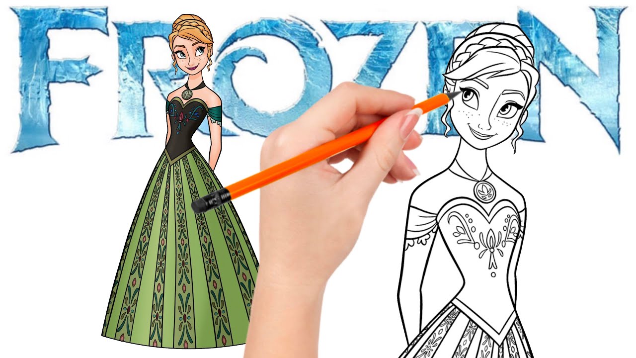 How to draw Anna in coronation dress | Easy Frozen drawing guide