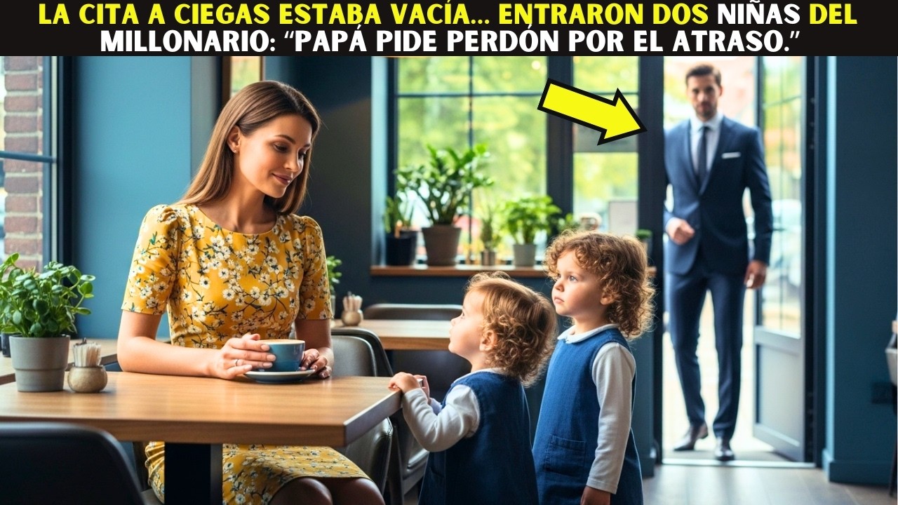 La cita a ciegas estaba vacía… entraron dos niñas del Millonario “Papá pide perdón por el atraso.”