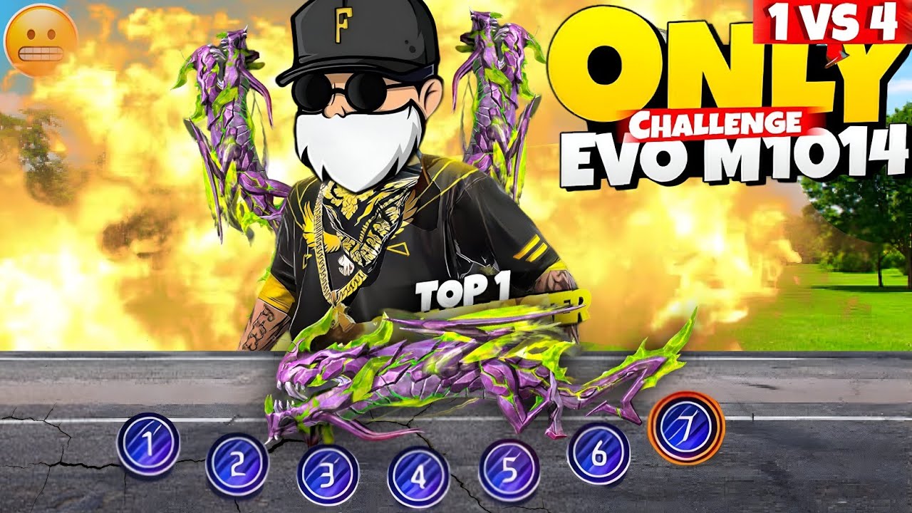 Free Fire Only Evo M1014 Challenge 🤯 Over Power Solo Vs Squad Gameplay - DNSFREEFIRE