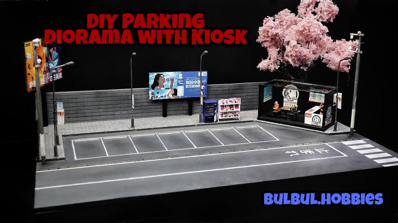 Diecast Review Scale 1/64 - DIY Japanese Parking Diorama with Ice Cream Stall