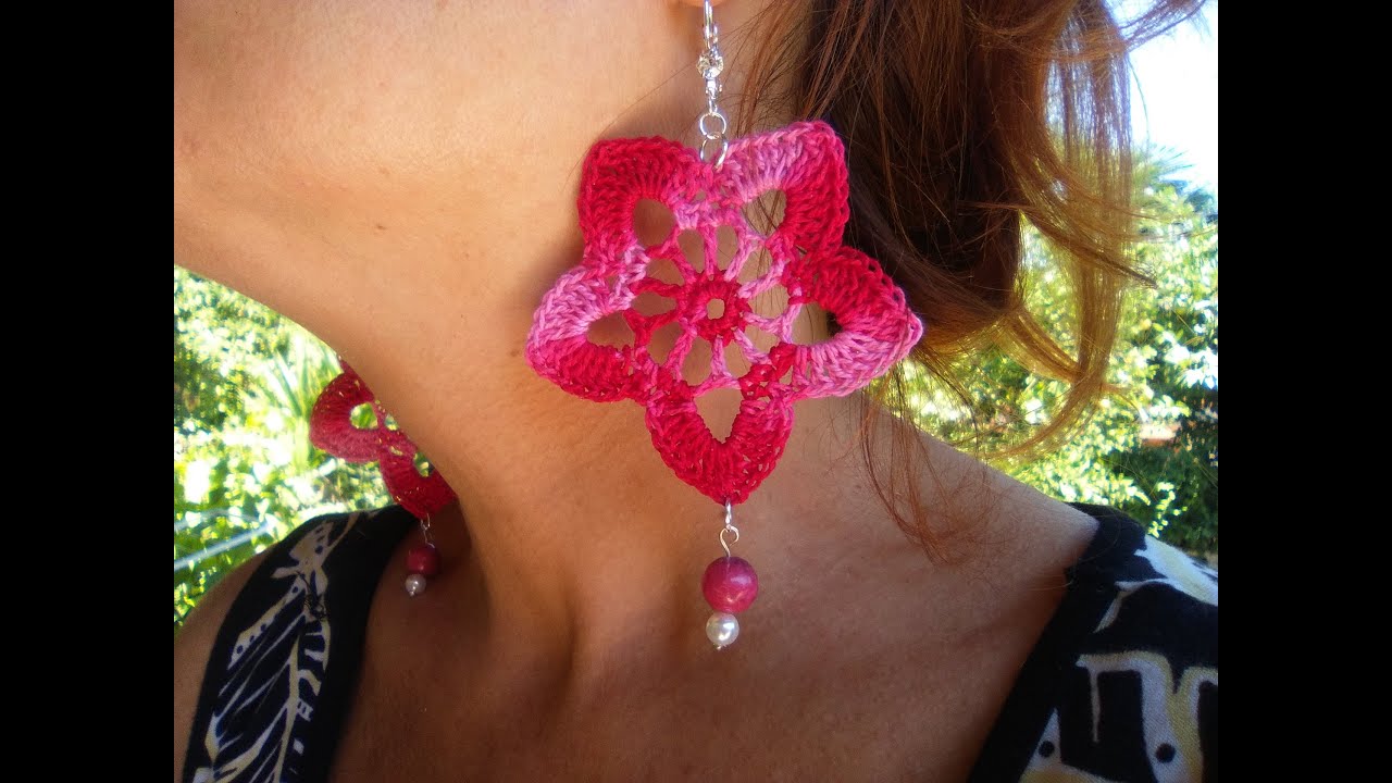 ORECCHINI FIORE VELOCISSIMI all'uncinetto CROCHET EARRINGS EASY AND FAST