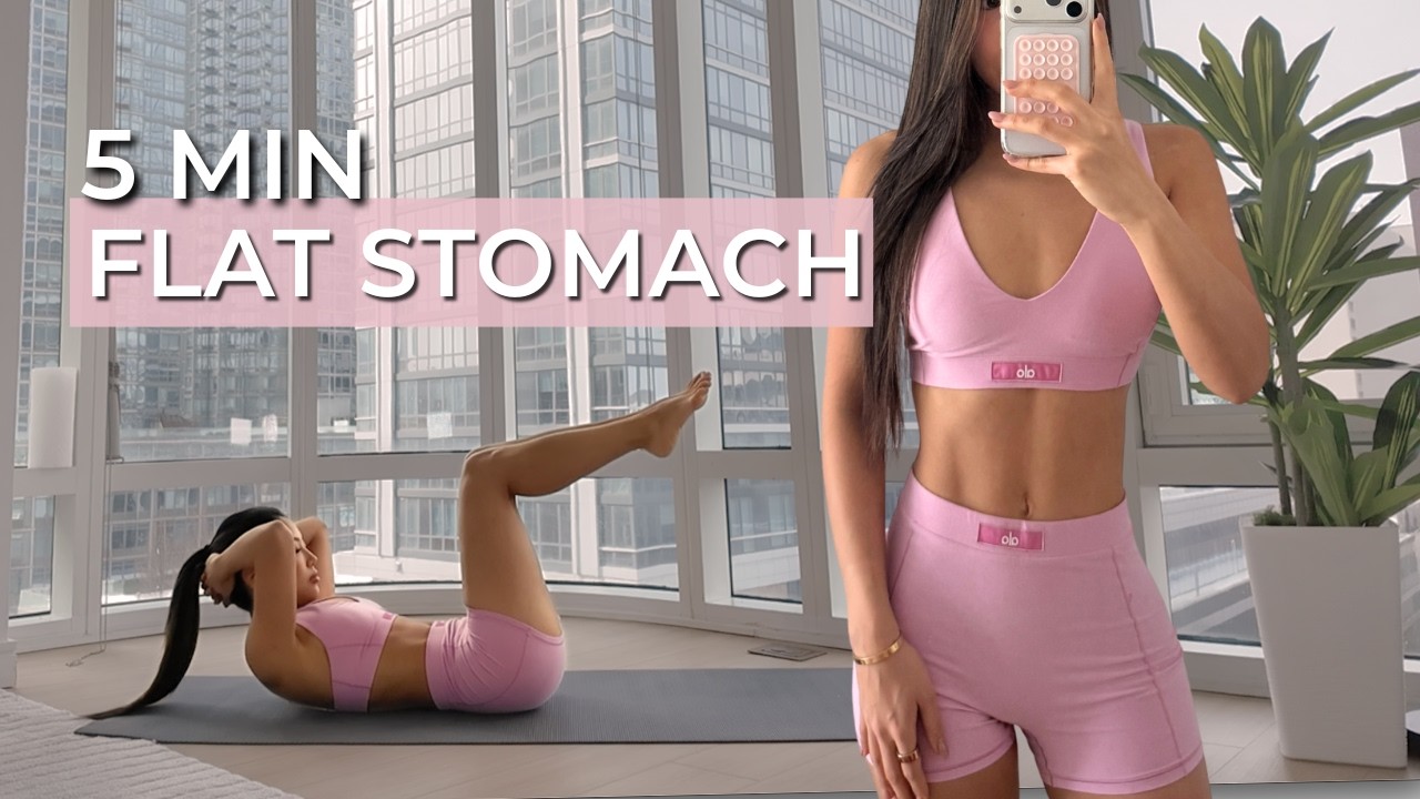 5 MIN | Slim & Flatter Stomach at home pilates ab workout | no equipment