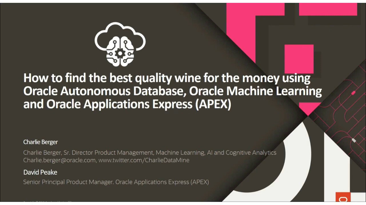How to find the best quality wine for the money using ADB, ML and APEX