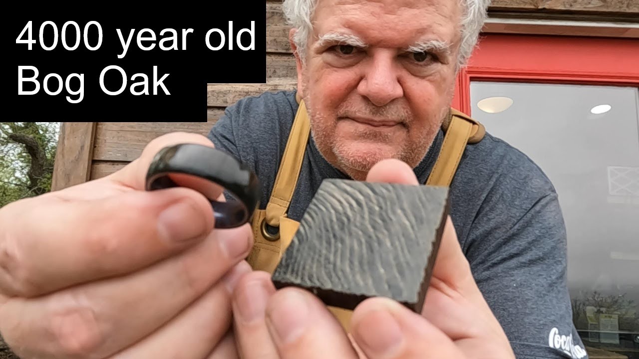 4000 Year Old Bog Oak Damascus Titanium Ring