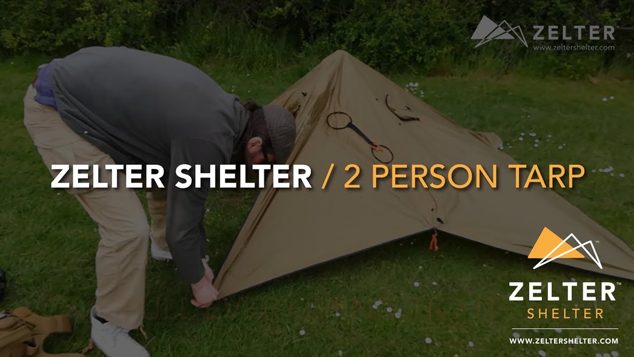 ZELTER SHELTER:  2 Person Tarp Setup w/ Trekking Pole