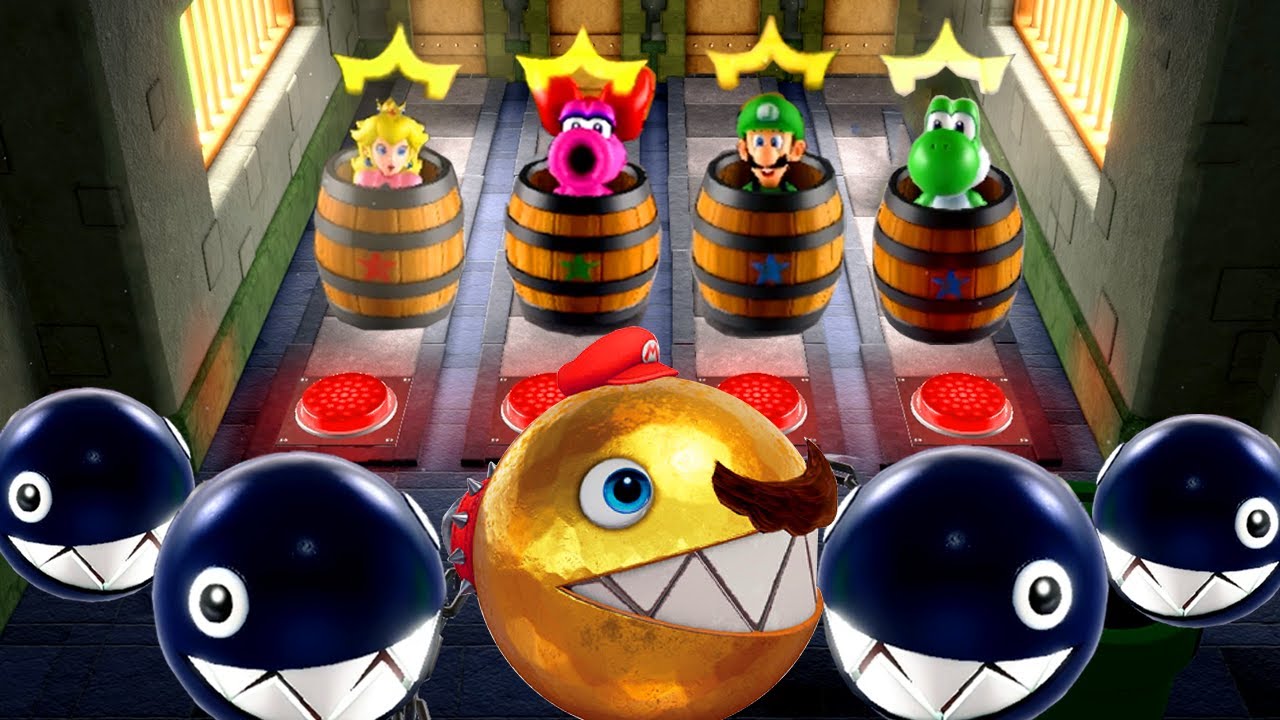 Mario Party Superstars - Lucky Team Color Battles - Birdo Pink Team vs Luigi Green Team
