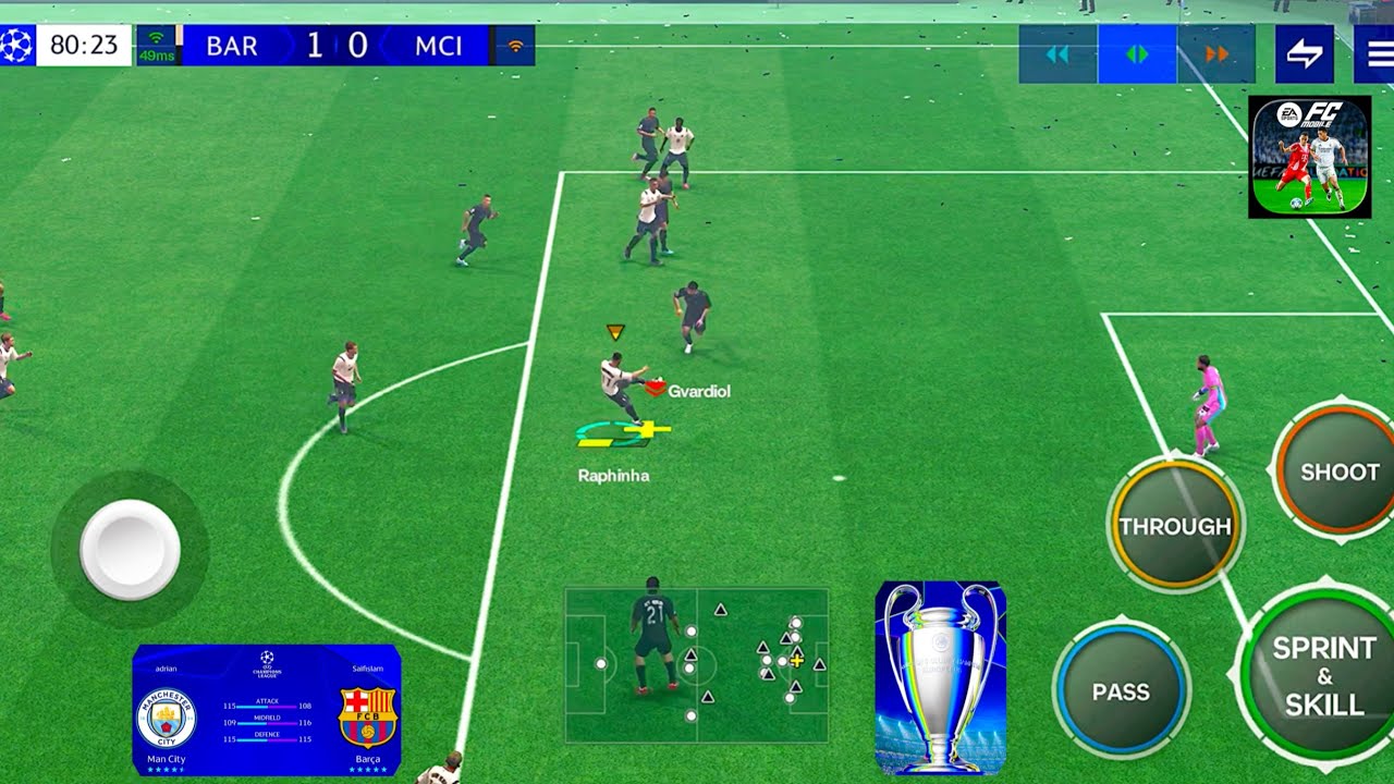 Fc Mobile UEFA Champions League Online Match #16 Barcelona Vs Manchester City #fcmobile26
