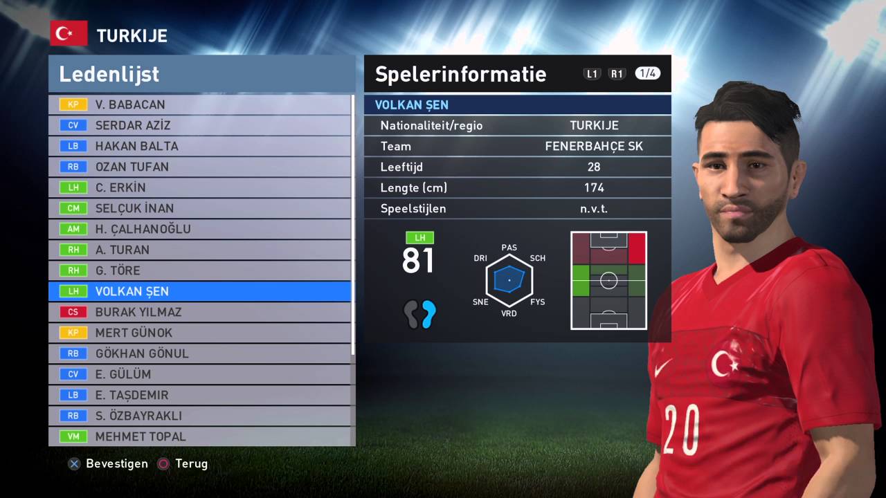 Pro Evolution Soccer 2016 Data Pack 3 Turkey Euro 2016 National Players Team Faces