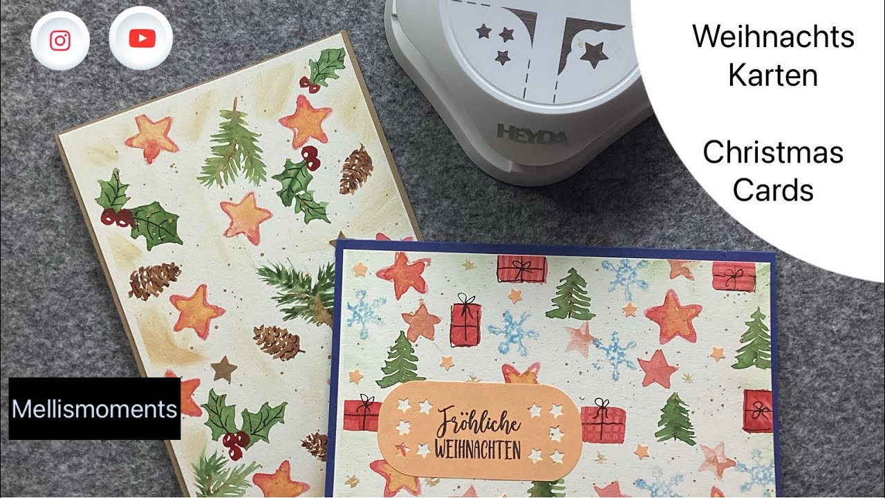  Einfache Motive - Aquarell Weihnachtskarten -Design watercolor Christmas cards with simple motifs