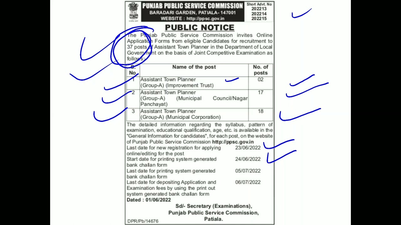 PPSC New Recruitment 2022. 37 Posts of Assistant Town Planner Group - A in various departments
