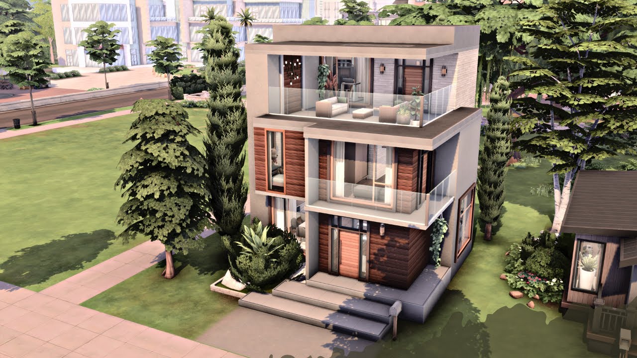 WARM MODERN HOUSE 🏡 The Sims 4 Speed Build | No CC