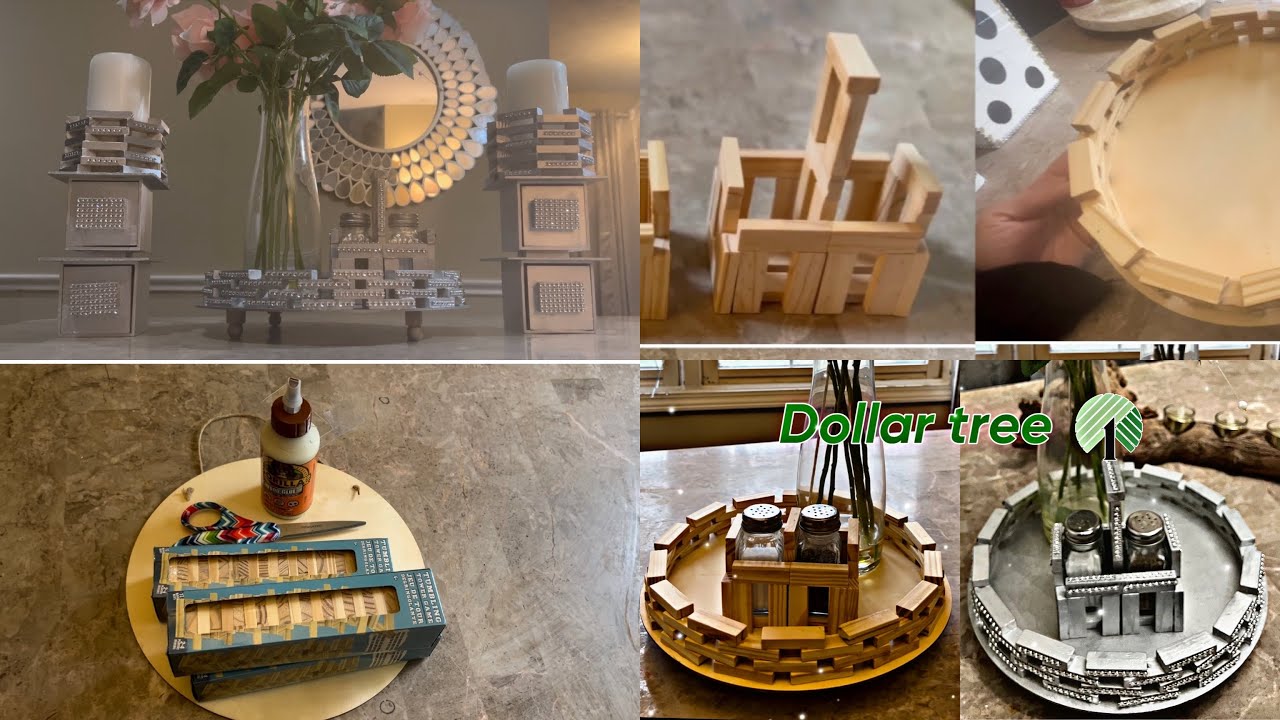 Dollar tree jenga blocks decorative tray/salt and pepper holder || DIY crafts