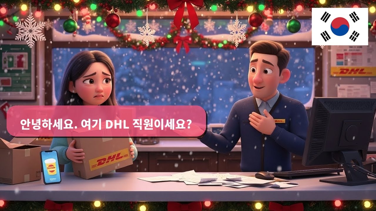 초보자용(A1-A2) DHL에서 쓰는 한국어 대화 10가지: 연말 택배 상황