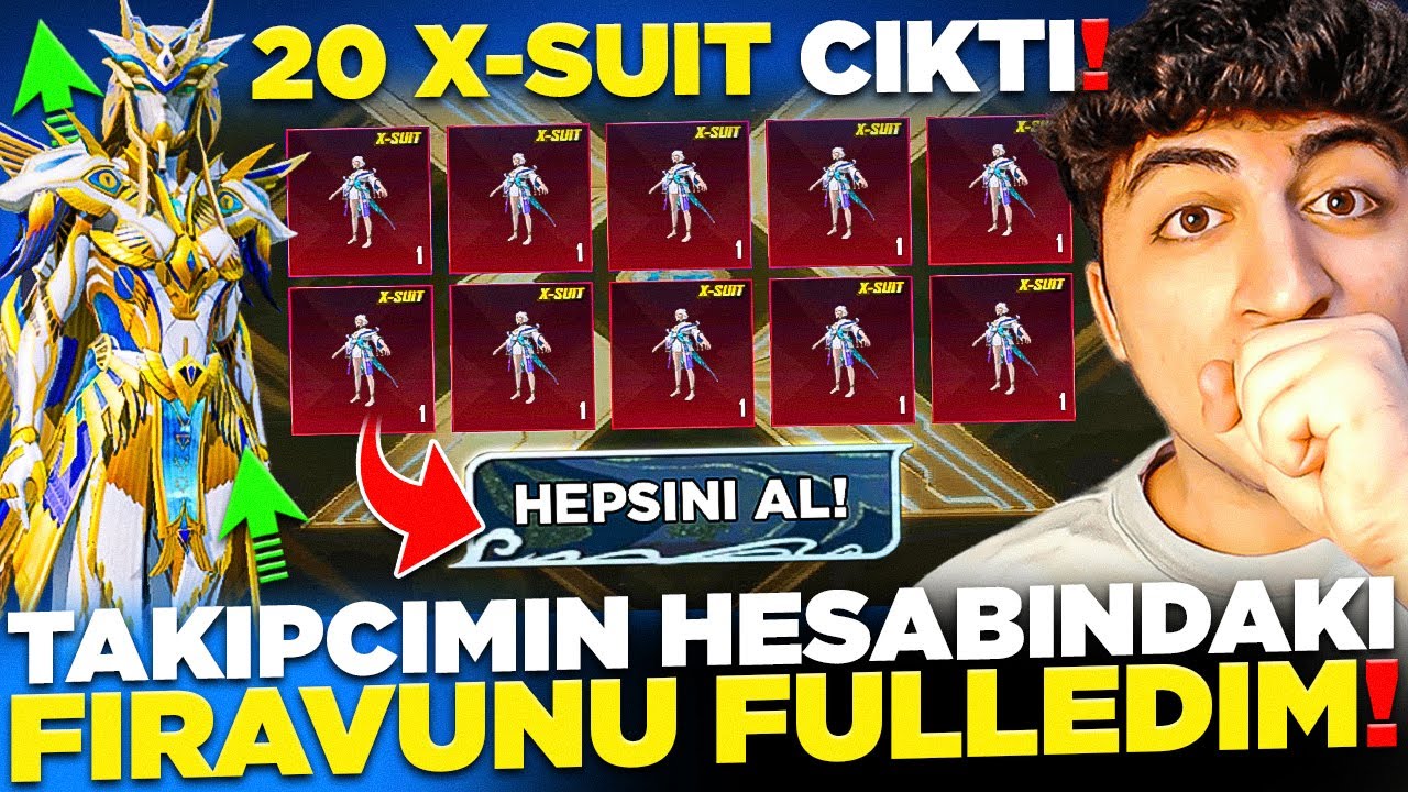 TAKİPÇİMİN HESABINA 20 X-SUİT ÇIKARIP FİRAVUNU FULLEDİK! (BÜYÜK REKOR 😲) | PUBG Mobile