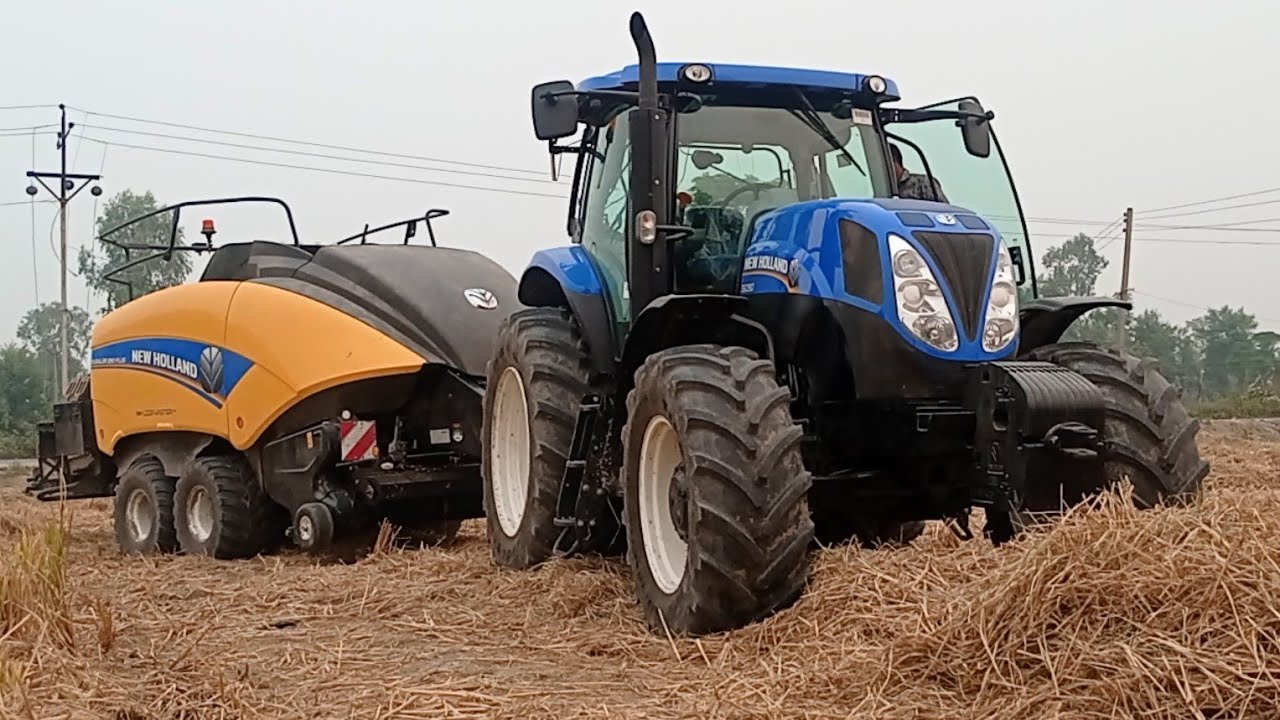 Holland 6090 6 cylinder it creat 160 to 201Hp ll Indian Big tractor with baler machine.