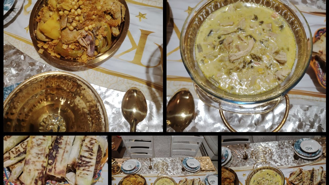 الطاولة التاسعة والعشرون من رمضان 🕌 شوربة الدجاج و الخضار بالكريمة و نواصر بالدجاج و كعيبات بريك 